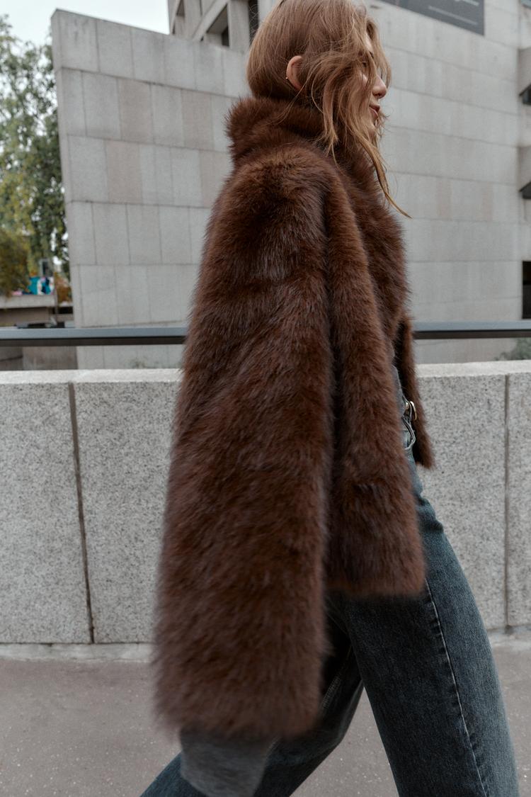 VESTE RÉVERSIBLE EFFET DAIM ET FOURRURE SYNTHÉTIQUE