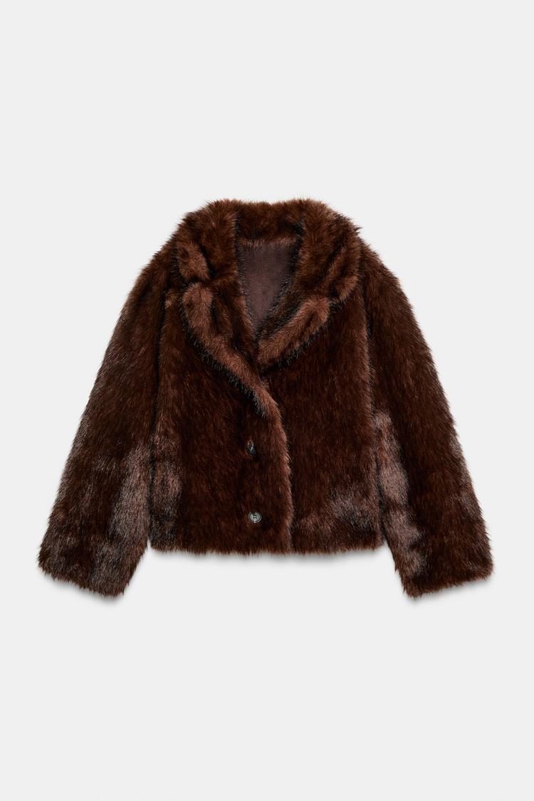 VESTE RÉVERSIBLE EFFET DAIM ET FOURRURE SYNTHÉTIQUE