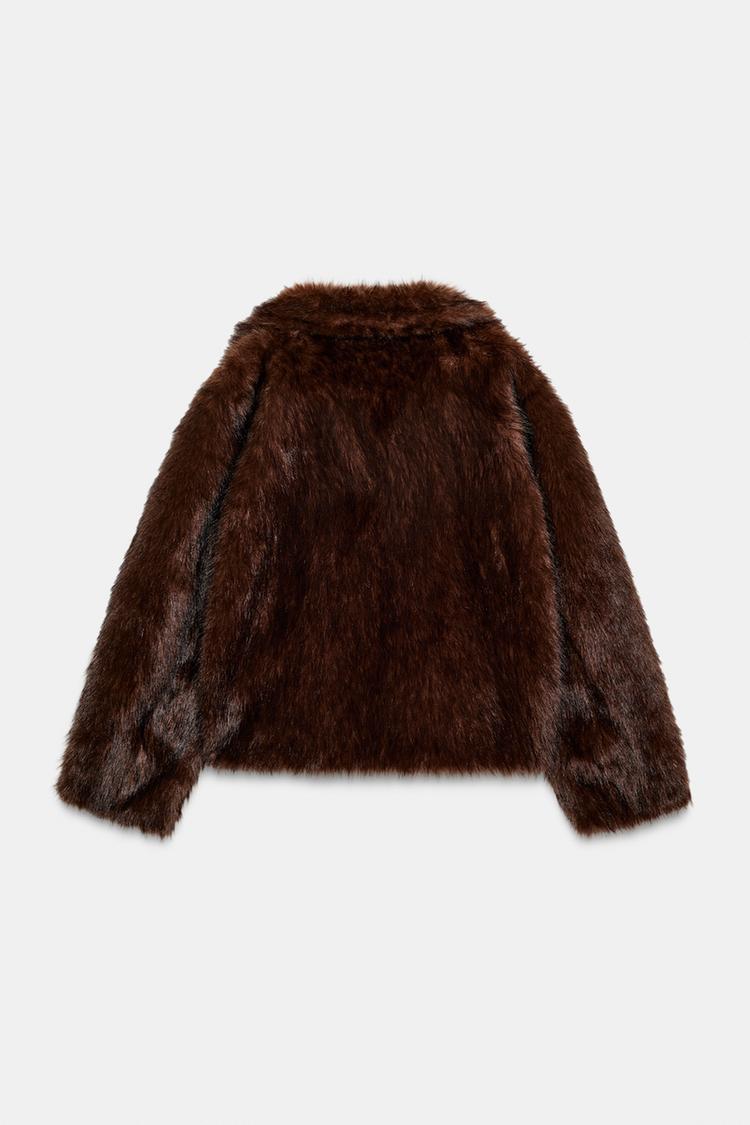 VESTE RÉVERSIBLE EFFET DAIM ET FOURRURE SYNTHÉTIQUE